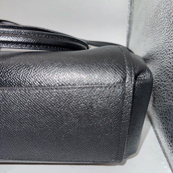 Black Coach Crossgrain Leather Satchel Tote Bag Gold Hardware Like New - Picture 5 of 11